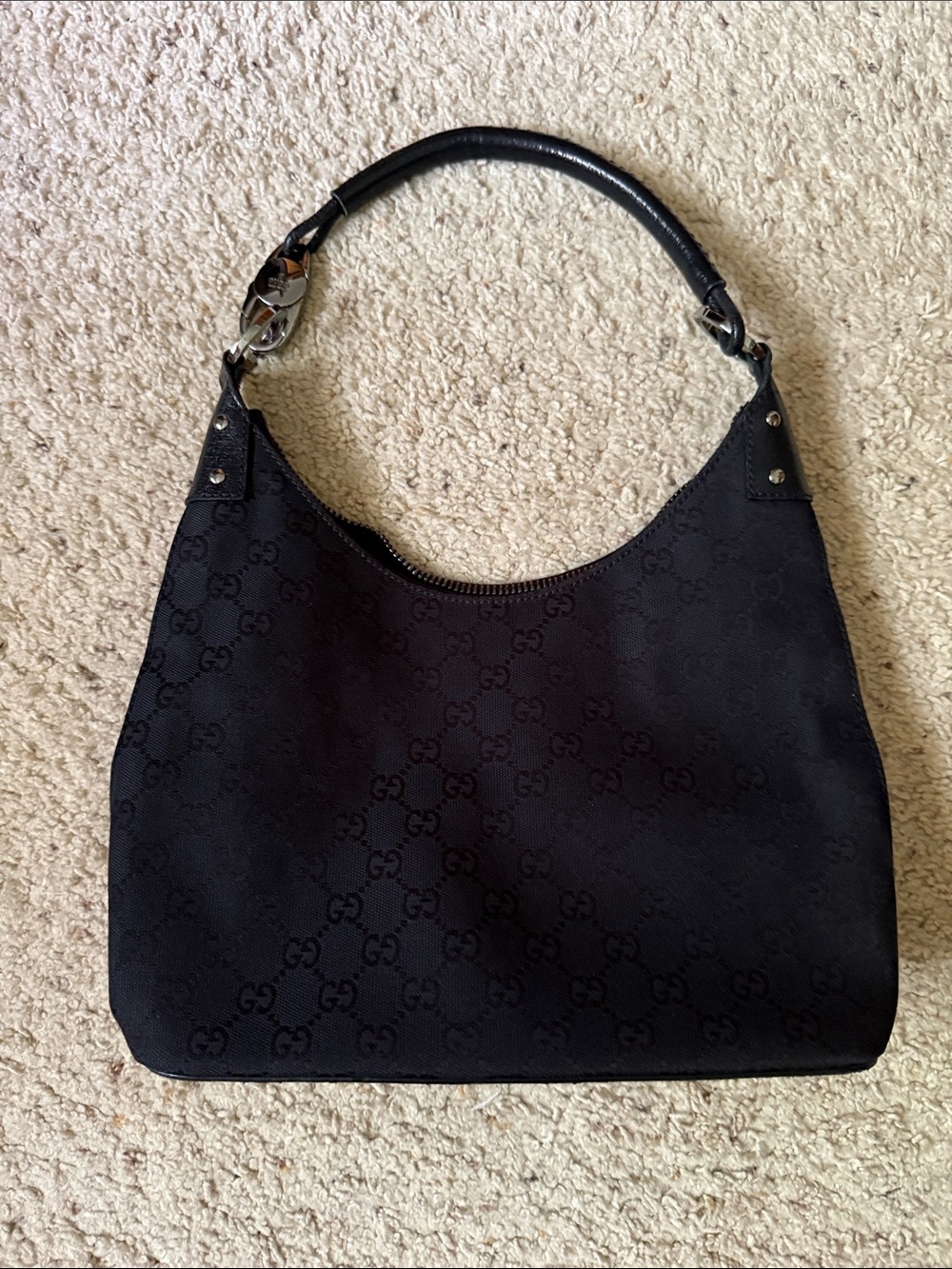Gucci Black Monogram Shoulder Bag